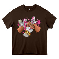 Chocolate Brown Pink and white sneaker girl Heavy Core Tee - RanaPortraitStore