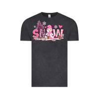 Vintage Black pink snowman and snow Vintage Tee - AdoDesignShop