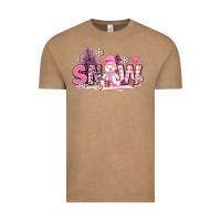Pink Snowman And Snow Vintage Tee | Teevron