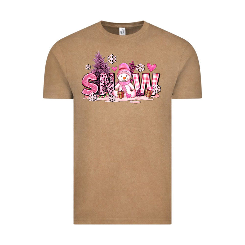 Pink Snowman And Snow Vintage Tee by AdoDesignShop | Teevron