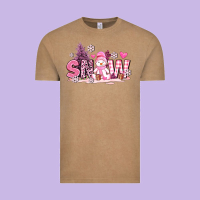 Pink Snowman And Snow Vintage Tee Designed By Adodesignshop