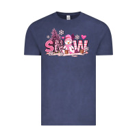 Vintage Denim pink snowman and snow Vintage Tee - AdoDesignShop