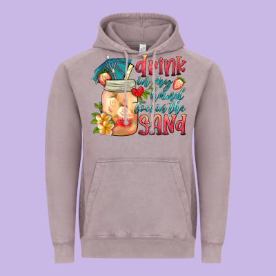 Drink In My Hand Toes In The Sand Vintage Hoodie Designed By Hra Design Shop