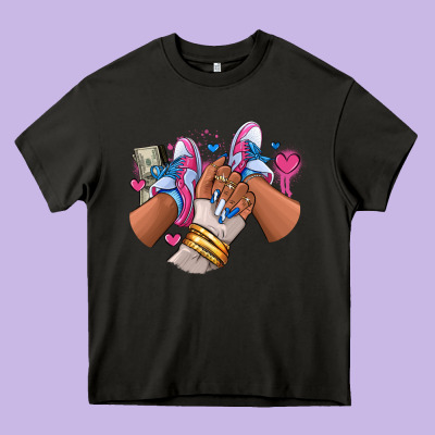 Heavy Core Tee Pink and blue sneaker girl