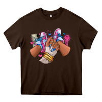 Chocolate Brown Pink and blue sneaker girl Heavy Core Tee - RanaPortraitStore