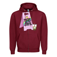 Burgundy caution i haven't had my coffee yet Zipper Hoodie - MaliasSmallBusiness