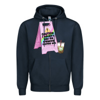 Navy caution i haven't had my coffee yet Zipper Hoodie - MaliasSmallBusiness