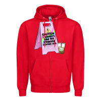 Red caution i haven't had my coffee yet Zipper Hoodie - MaliasSmallBusiness