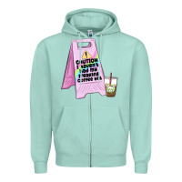 Seafoam caution i haven't had my coffee yet Zipper Hoodie - MaliasSmallBusiness