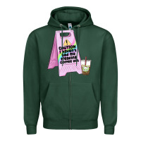 Sports Green caution i haven't had my coffee yet Zipper Hoodie - MaliasSmallBusiness