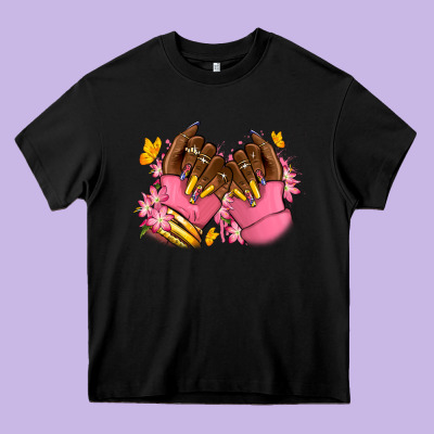 Heavy Core Tee Pink afro nails