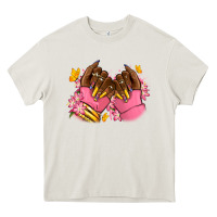Cream Pink afro nails Heavy Core Tee - RanaPortraitStore