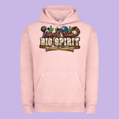 Small Town Big Spirit Baseball Urban Hoodie Designed By Howdyjamesfarm