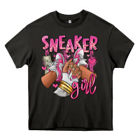 Asphalt Pink and white sneaker girl Heavy Core Tee - RanaPortraitStore