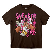 Chocolate Brown Pink and white sneaker girl Heavy Core Tee - RanaPortraitStore