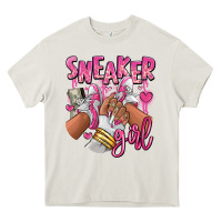 Cream Pink and white sneaker girl Heavy Core Tee - RanaPortraitStore
