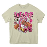 Mossy Pink and white sneaker girl Heavy Core Tee - RanaPortraitStore