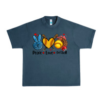 Midnight Navy peace love  softball Urban Heavy Tee - AdoDesignShop