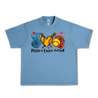 Pebble Blue peace love  softball Urban Heavy Tee - AdoDesignShop