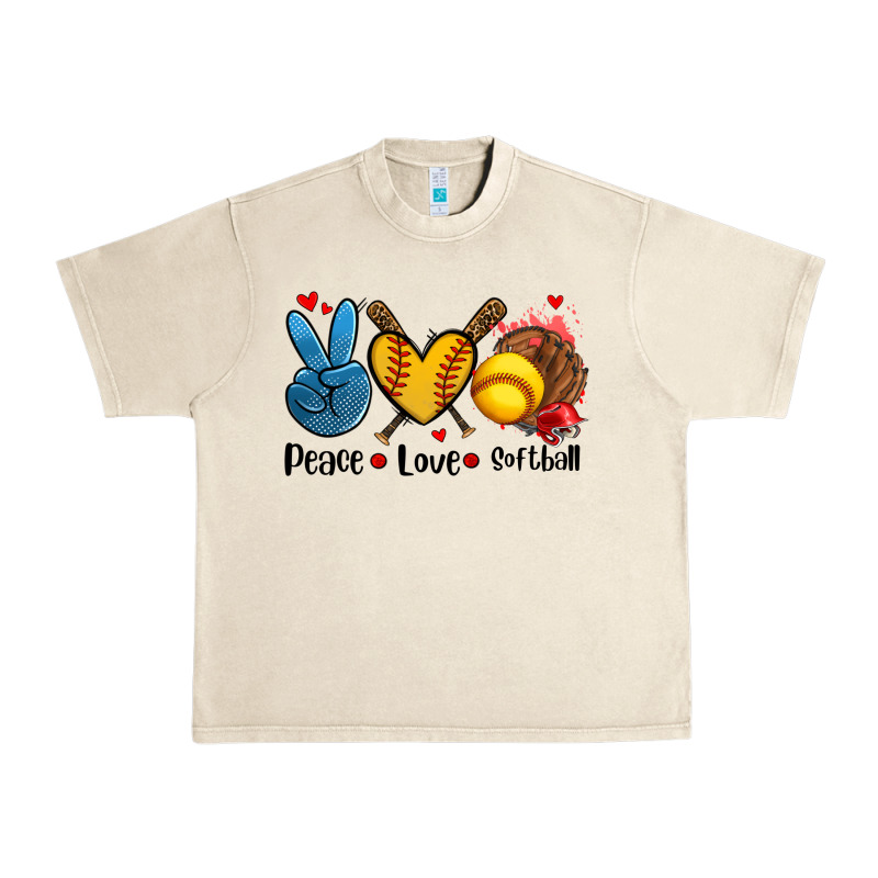 Peace Love  Softball Urban Heavy Tee by AdoDesignShop | Teevron
