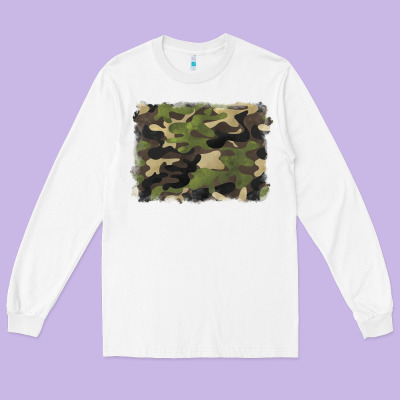 Camouflage Background Long Sleeve Tee Designed By Barkaloodesign