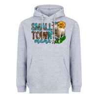 Heather Grey Small Town Mama With Sheeps Heavyweight Hoodie - BundleAndBundleShop