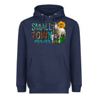 Navy Small Town Mama With Sheeps Heavyweight Hoodie - BundleAndBundleShop