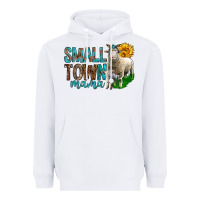 White Small Town Mama With Sheeps Heavyweight Hoodie - BundleAndBundleShop
