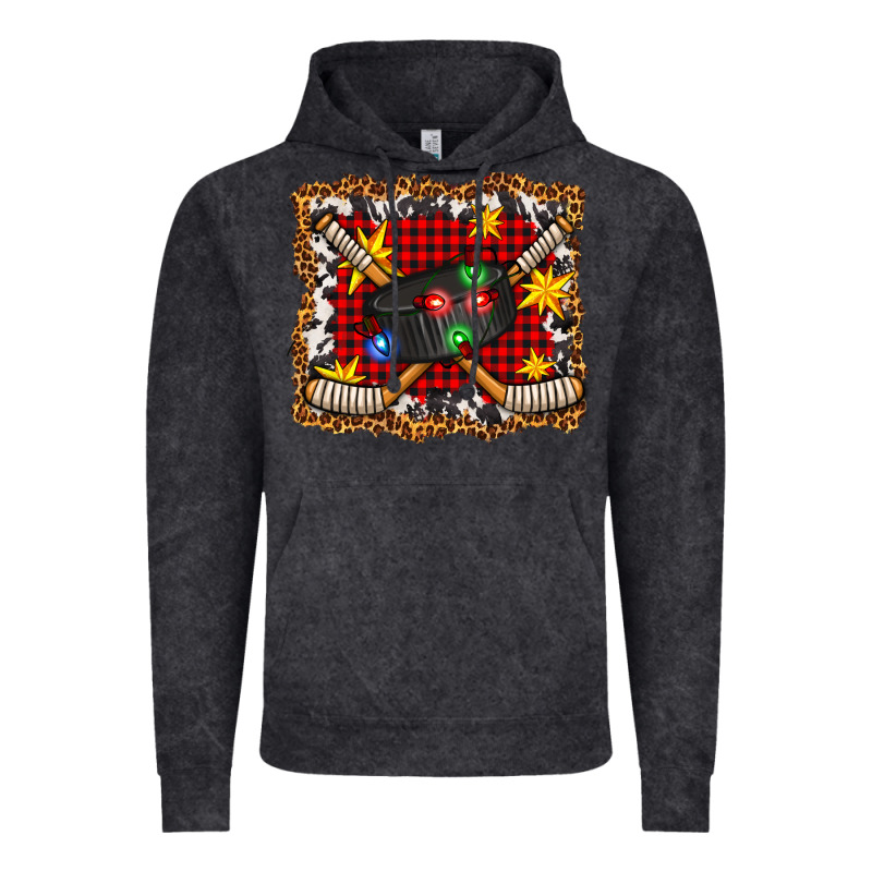 Hockey Christmas With Lights And Stars Vintage Hoodie by FaDigitalArtStudio | Teevron