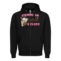 Black running on caffeine & chaos Zipper Hoodie - MaliasSmallBusiness