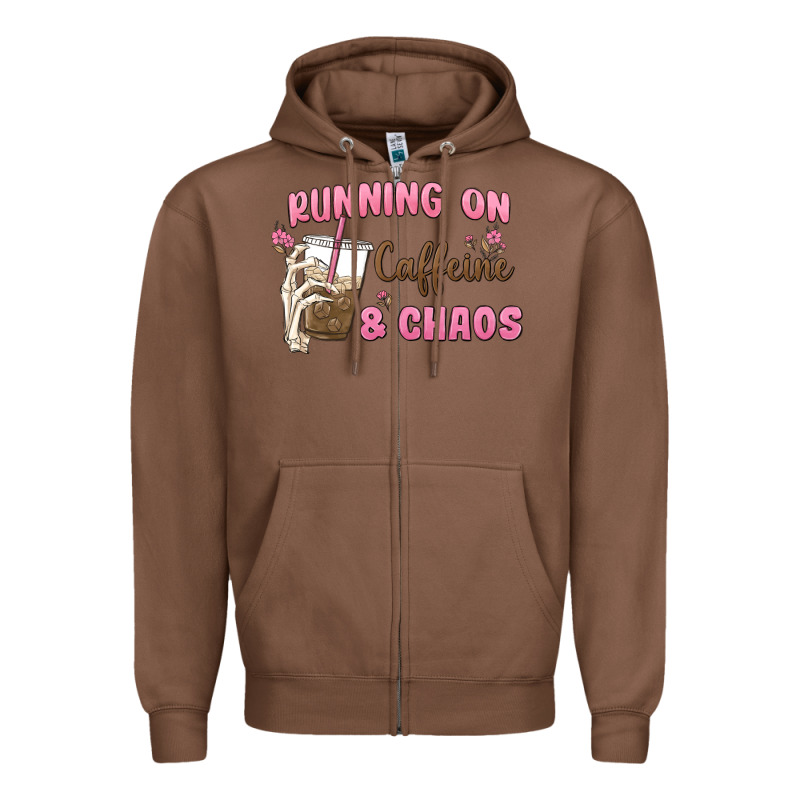 Running On Caffeine & Chaos Zipper Hoodie by MaliasSmallBusiness | Teevron