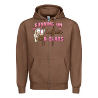 Chestnut running on caffeine & chaos Zipper Hoodie - MaliasSmallBusiness