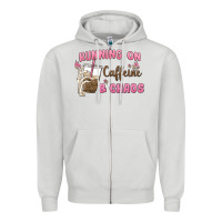 Dove Grey running on caffeine & chaos Zipper Hoodie - MaliasSmallBusiness