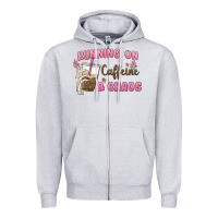 Heather Grey running on caffeine & chaos Zipper Hoodie - MaliasSmallBusiness