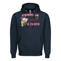 Navy running on caffeine & chaos Zipper Hoodie - MaliasSmallBusiness