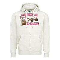Oatmeal Heather running on caffeine & chaos Zipper Hoodie - MaliasSmallBusiness