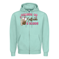Seafoam running on caffeine & chaos Zipper Hoodie - MaliasSmallBusiness