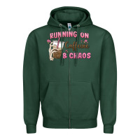 Sports Green running on caffeine & chaos Zipper Hoodie - MaliasSmallBusiness