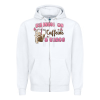 White running on caffeine & chaos Zipper Hoodie - MaliasSmallBusiness