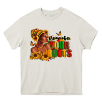 Cream Remember your roots Afro American Heavy Core Tee - RanaPortraitStore