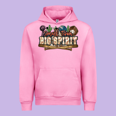 Small Town Big Spirit Baseball Urban Hoodie Designed By Howdyjamesfarm