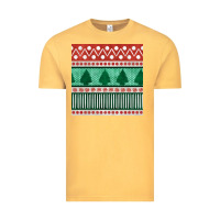 Vintage Mustard christmas trees hand drawn seamless pattern Vintage Tee - BundleAndBundleShop