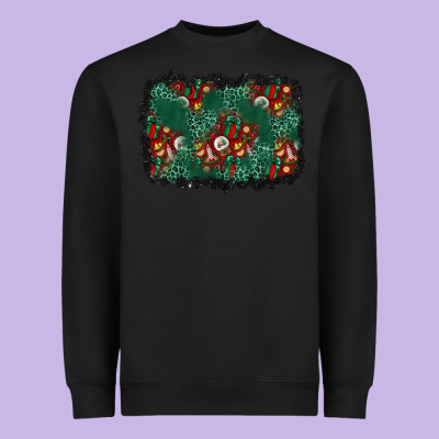 Christmas Gift Box And Leopard Background Heavyweight Sweatshirt Designed By Bundleandbundleshop