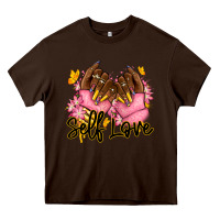 Chocolate Brown Self love pink afro nails Heavy Core Tee - RanaPortraitStore