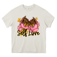 Cream Self love pink afro nails Heavy Core Tee - RanaPortraitStore