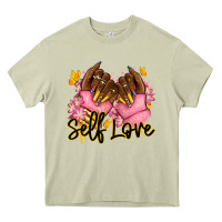 Mossy Self love pink afro nails Heavy Core Tee - RanaPortraitStore