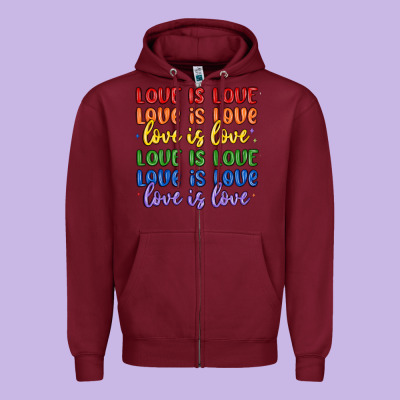 Love Is Love Lgbtq Zipper Hoodie Designed By Maliassmallbusiness