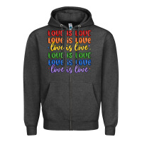 Charcoal Heather love is love lgbtq Zipper Hoodie - MaliasSmallBusiness