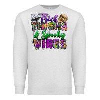 Oatmeal Heather thick thighs and spooky vibes Premium Sweatshirt - BundleAndBundleShop