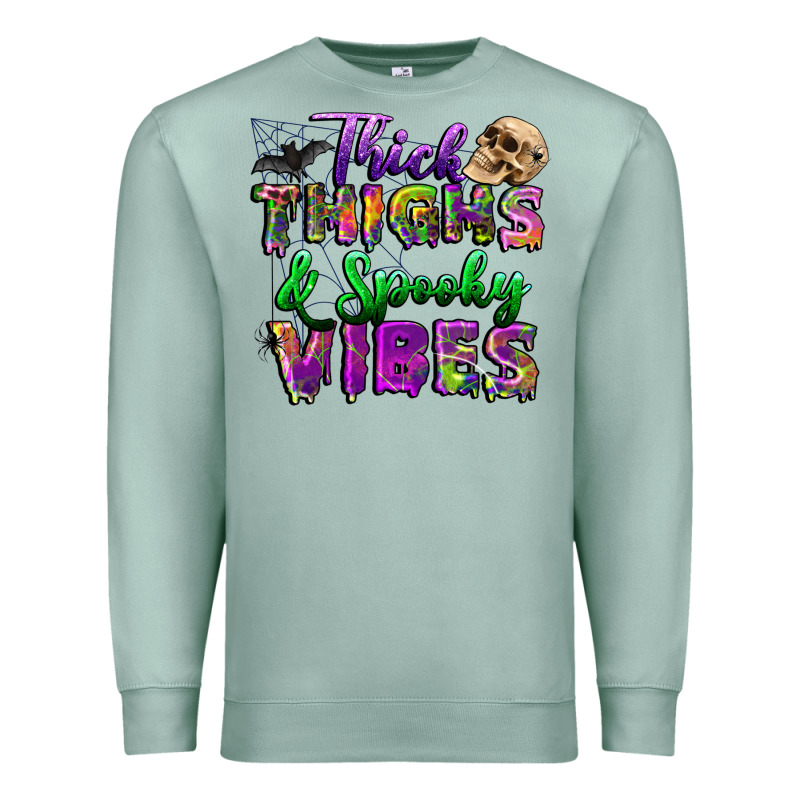 Thick Thighs And Spooky Vibes Premium Sweatshirt by BundleAndBundleShop | Teevron